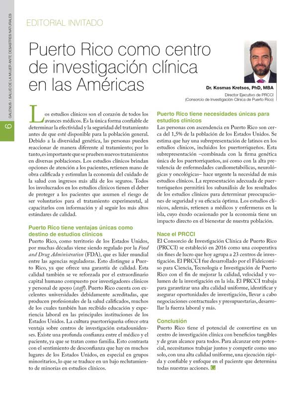 Puerto Rico como centro de investigación clínica  en las Américas
