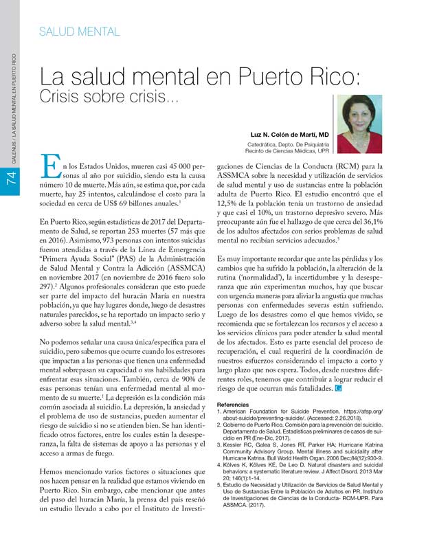 La salud mental en Puerto Rico