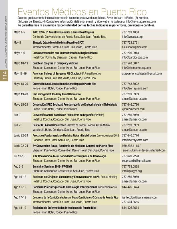 Calendario Eventos Médicos en Puerto Rico