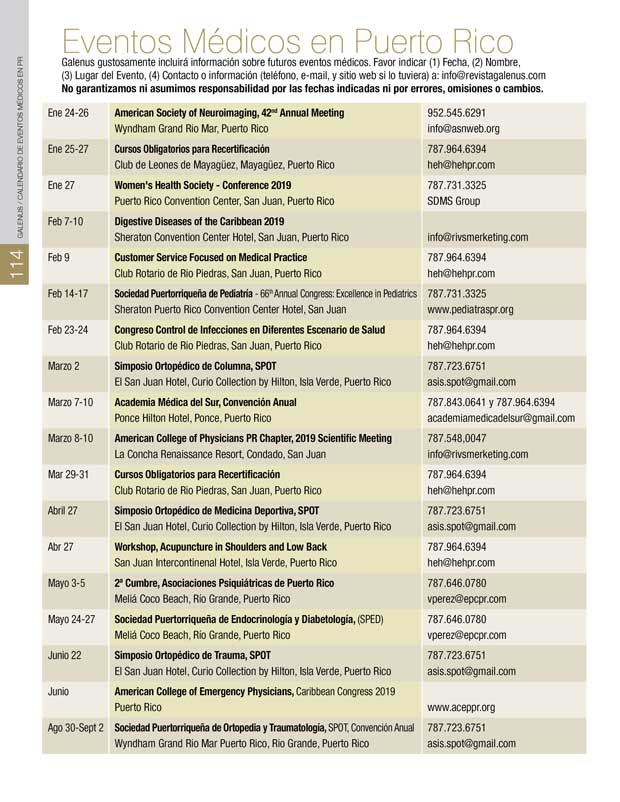 Calendario de Eventos Médicos en Puerto Rico