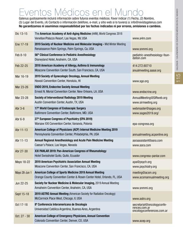 Calendario de Eventos Médicos en el Mundo