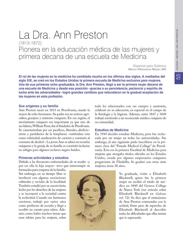 Historia: Dra. Ann Preston